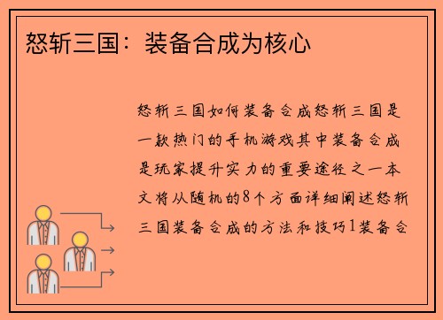怒斩三国：装备合成为核心